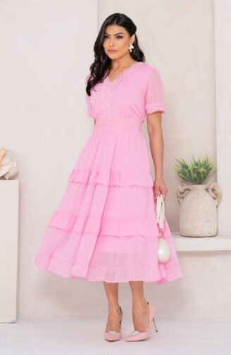 Vestido Lindsey em chiffon premium, forrado - M e G