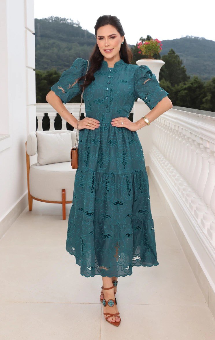 Vestido Emily Diverse em lese 100% algodão bordado - P ao G2 - Imagem 4