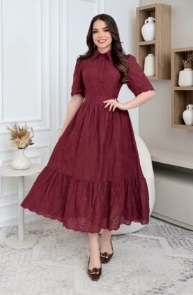 Vestido Luane em lese 100% algodão bordado, forrado - P ao GG