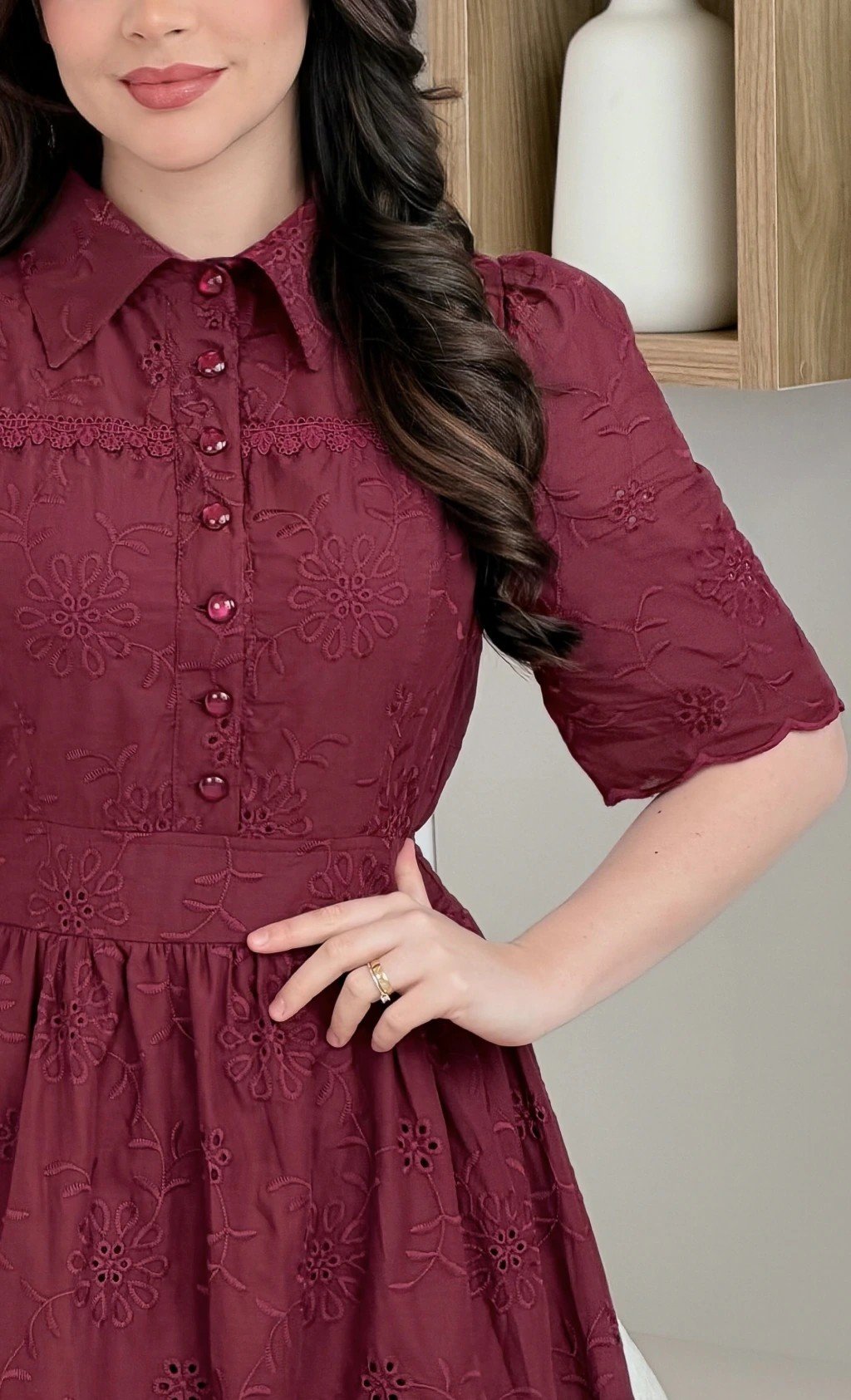 Vestido Luane em lese 100% algodão bordado, forrado - P ao GG - Imagem 15