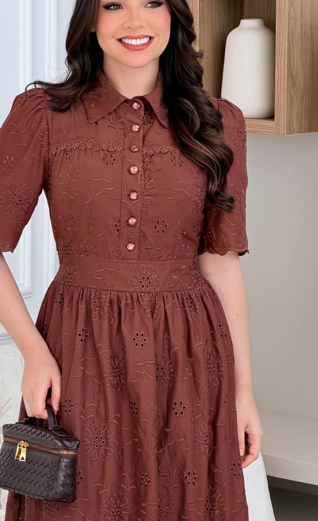 Vestido Luane em lese 100% algodão bordado, forrado - P ao GG - Imagem 19