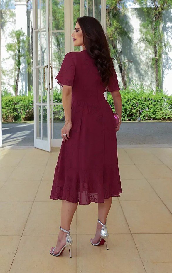 Vestido Rafa em chiffon bordado premium, forrado - Imagem 4