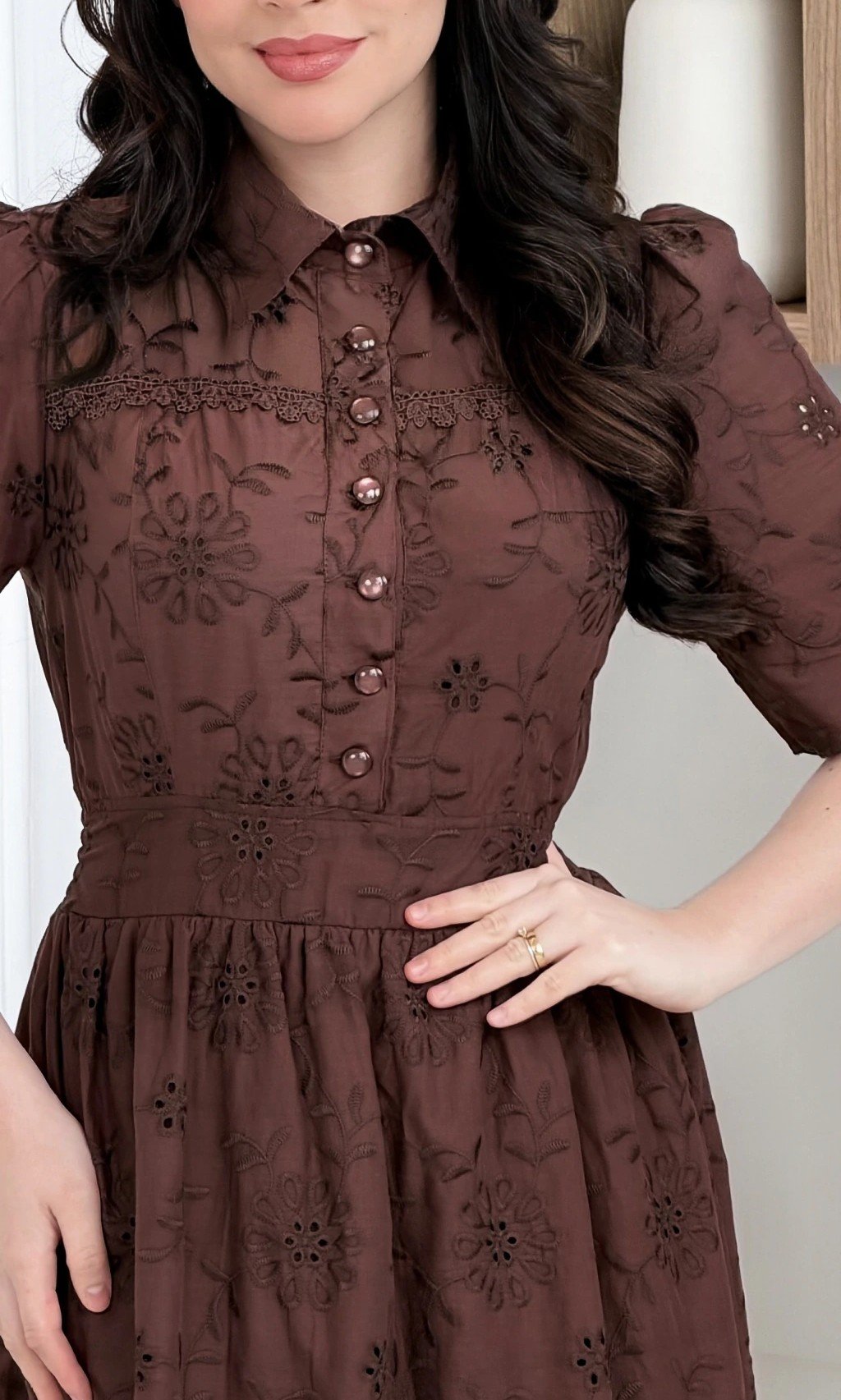 Vestido Luane em lese 100% algodão bordado, forrado - P ao GG - Imagem 18