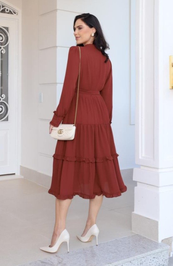 Vestido Amanda em crepe seda, forrado - Imagem 4