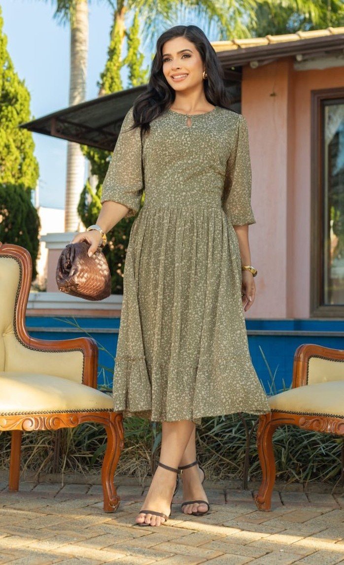 Vestido Jennifer em chiffon premium, forrado - Imagem 4