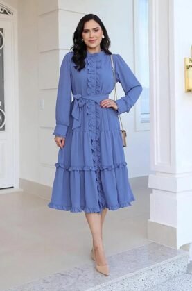 Vestido Amanda em crepe seda, forrado