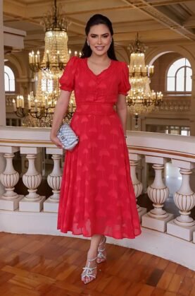 Vestido Milly em chiffon premium, forrado