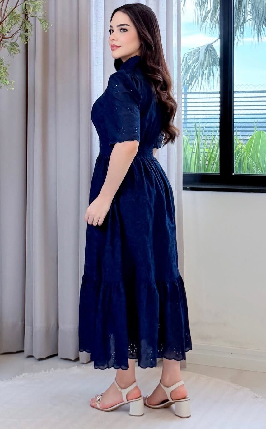 Vestido Luane em lese 100% algodão bordado, forrado - P ao GG - Imagem 10